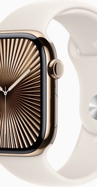 Apple Watch Series 10 GPS + Cellular 46mm Gold Titanium Case With Starlight Sport Band - M/L (MWYY3)