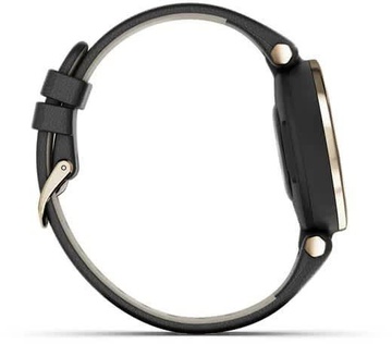 Garmin Lily Cream Gold Bezel with Black Case and Italian Leather Band (010-02384-B1)