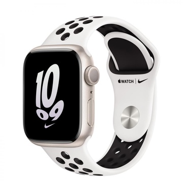 Apple Watch Nike Series 8 GPS 41mm Starlight Aluminum Case with Summit White/Black Nike Sport Band (MPGK3)