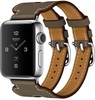 Apple Watch Hermes 38mm Series 2 Stainless Steel Case with Etoupe Swift Leather Double Buckle Cuff (MNQ72)