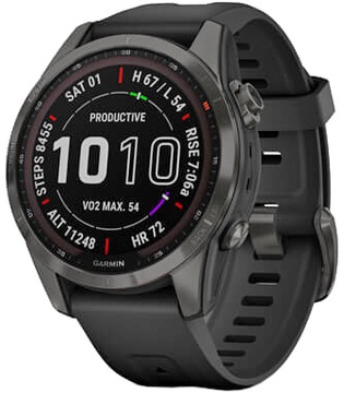 Garmin Fenix 7S Sapphire Solar Carbon G. DLC Titanium w. Black Band (010-02539-24/25)