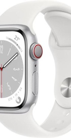 Apple Watch Series 8 GPS + Cellular 45mm Silver Aluminum Case w. White S. Band - S/M (MP4Q3)