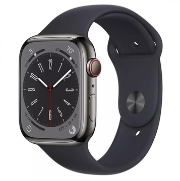 Apple Watch Series 8 GPS + Cellular 45mm Graphite Stainless Steel Case With Midnight Sport Band (MNKU3)