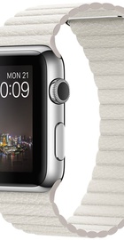 Apple Watch 42mm Stainless Steel Case with White Leather Loop Medium (MMFV2)