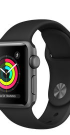 Apple Watch 38mm Series 3 GPS Space Gray Aluminum Case with Black Sport Band (MQKV2)