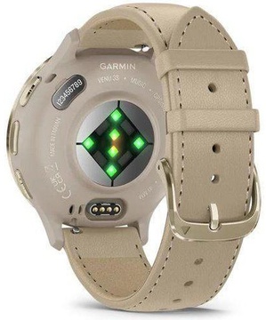 Garmin Venu 3S Soft Gold S. Steel Bezel w. French Gray Case and Leather Band (010-02785-55)