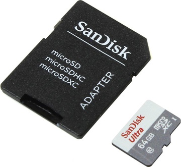 SanDisk Ultra microSDHC 64GB Class 10 UHS-I + SD Adapter (SDSQUNB-064G-GN3MA)