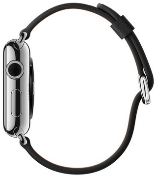 Apple Watch 38mm Stainless Steel Case with Black Classic Buckle (MLE62)