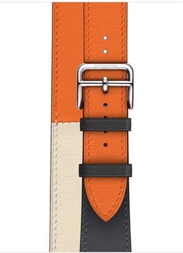 Apple Watch Hermes Series 4 GPS + Cellular 40mm Stainless Steel Case with Indigo/Craie/Orange Swift Leather Double Tour (MU7K2)