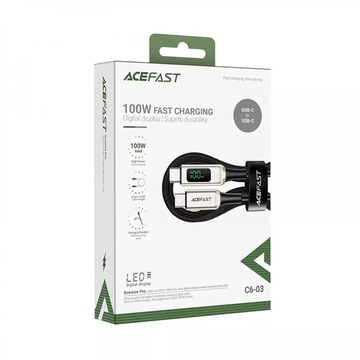 Acefast C6-03 Digital Display USB-C to USB-C 100W 5A (2m) Black
